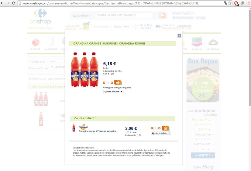 フランスで販売されている「Orangina Sanguine Rouge」の1.5リットルボトル
