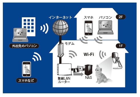 システムの構成図。Wi-Fi及び有線LANでの接続に対応。自宅にネット環境さえあれば簡単な設定で使用可能だ（画像はプレスリリースより）