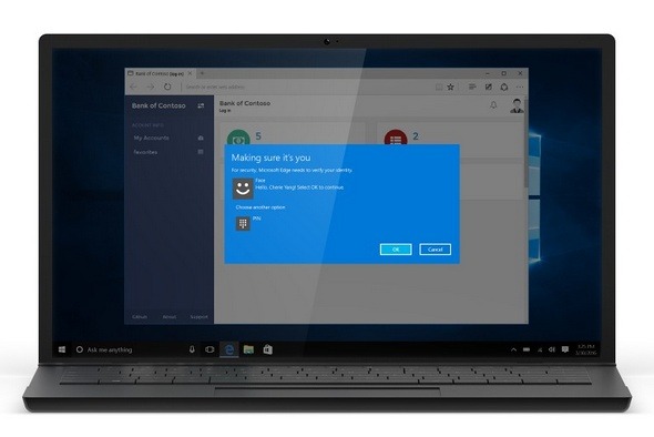 「Windows Hello」による認証イメージ（同社公式ブログより）