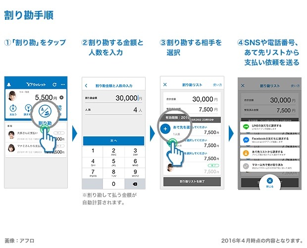 アプリでの割り勘手順