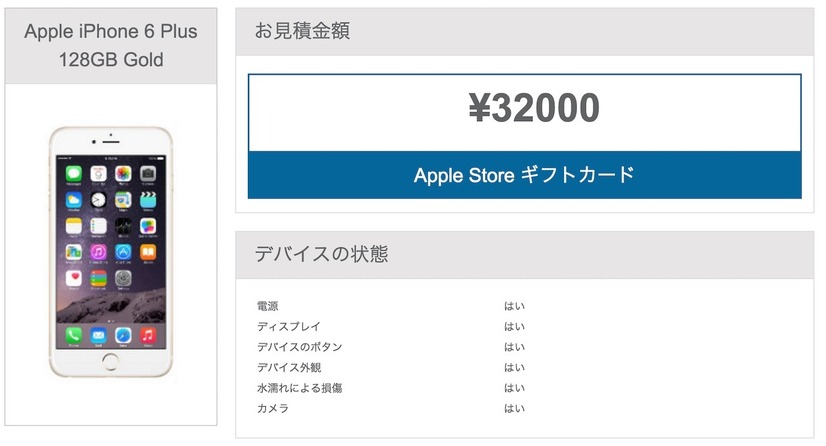 筆者手持ちのiPhone 6 Plus（128GB、SIMフリー版）の下取り額を調べてみた