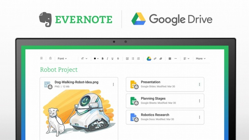 Evernoteから、Googleドライブ内ファイルの直接閲覧・検索などが可能に