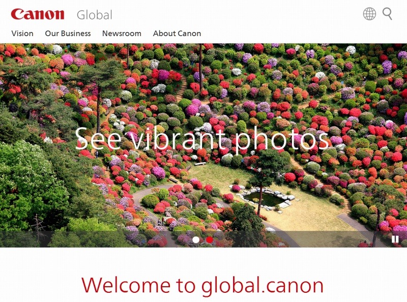 「Canon Global」サイトトップページ