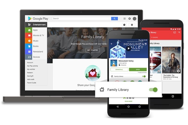 米Google、アプリやコンテンツを6人で共有できる「Google Play Family Library」発表