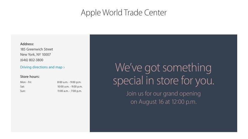 Apple World Trade Centerの情報