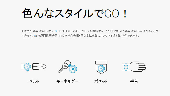 同梱されるリストバンドとクリップにより、手首のほかベルト、キーホルダーなどに装着することも可能