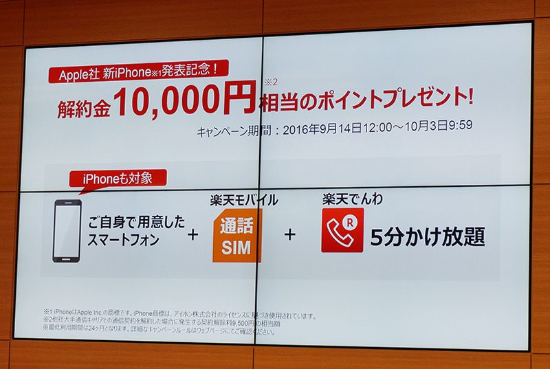 楽天モバイルのSIMと5分かけ放題プランの契約だけでも10,000ポイントのキャッシュバックが受けられる