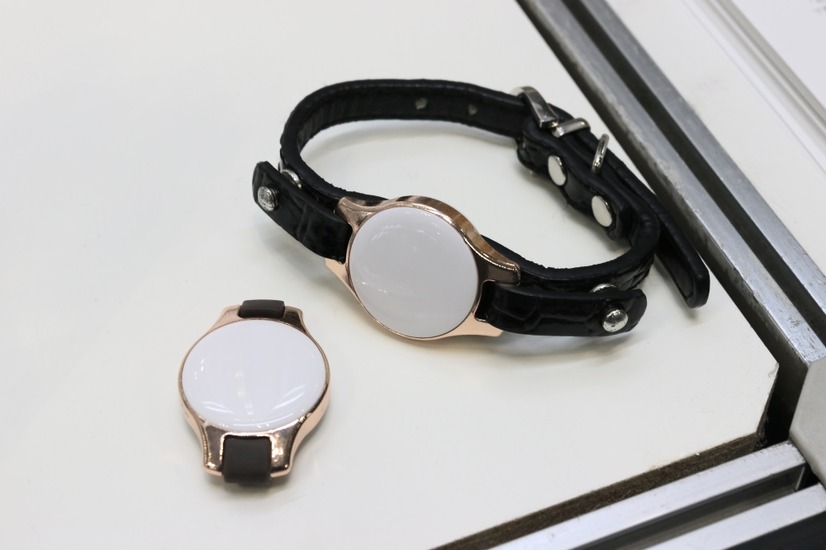 IoTデバイス「Halope iz（ハロペアイズ）」。IPX4相当の耐水性能を有しており、通信方式はBluetooth v4.1に対応。最大通信距離は5m程度となっている（撮影：防犯システム取材班）