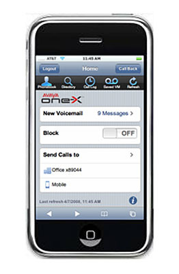 「Avaya one-X Mobile for iPhone」スクリーンショット