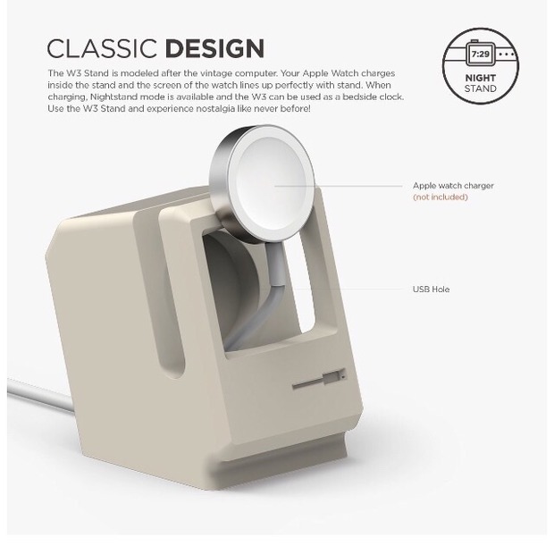 まるでミニチュアのMacintosh！Apple Watchの充電キット「W3 Stand」