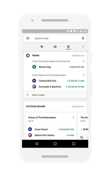 Android版Googleマップに3つのタブが追加！近隣情報や、通勤時間などがワンタップで