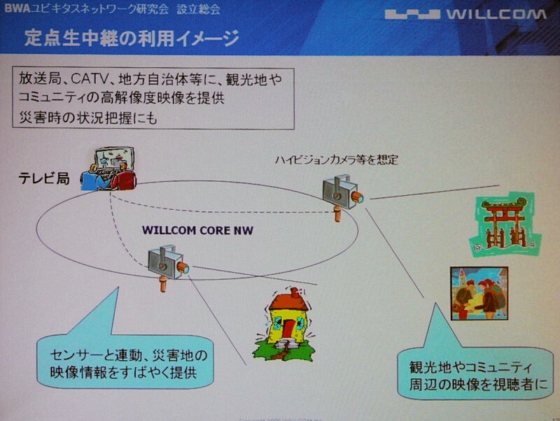 　BWAユビキタスネットワーク研究会は28日、総会を開催した。同研究会は、ワイヤレスブロードバンド回線を用いてカメラやセンサネットワークの構築とその共用化を目指すというものだ。