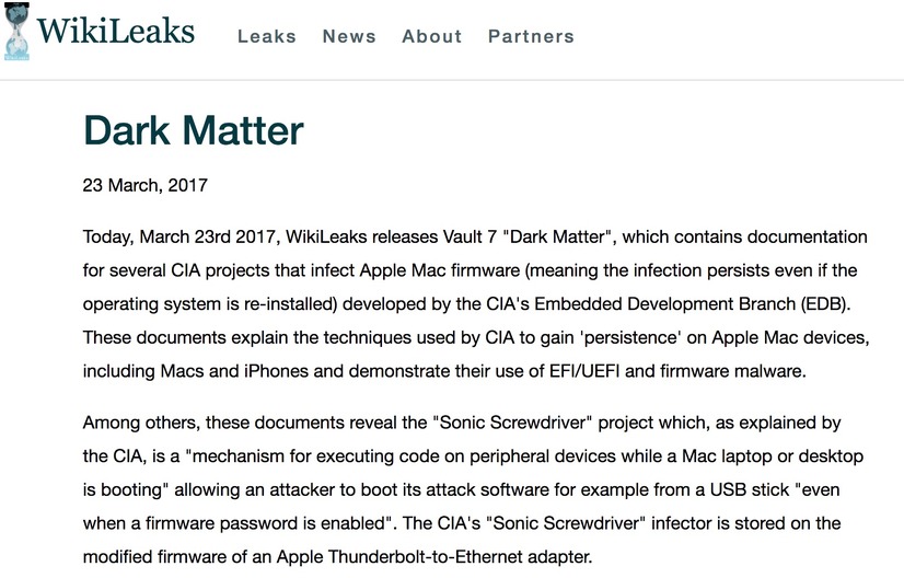 CIA主導でMacやiPhoneをハッキング!?　暴露サイトでその手段や内容が公開