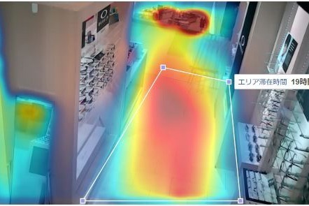 店内における来店者の滞在時間をヒートマップで見える化。陳列スペースを有効活用できる