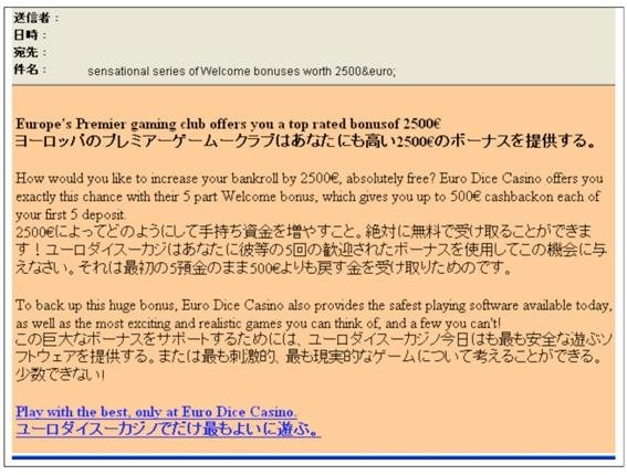 バイリンガルスパムの例