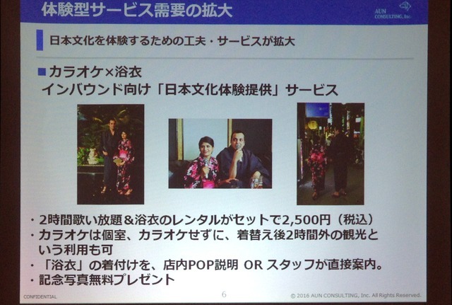 パセラリゾーツ新宿本店では16年6月、インバウンド向け「日本文化体験提供」サービスとして浴衣のレンタルを実施