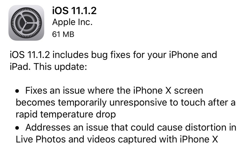 iPhone Xが低温下でも使えるように！「iOS 11.1.2 」の配信がスタート