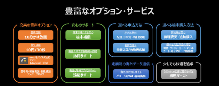 利用できるオプション