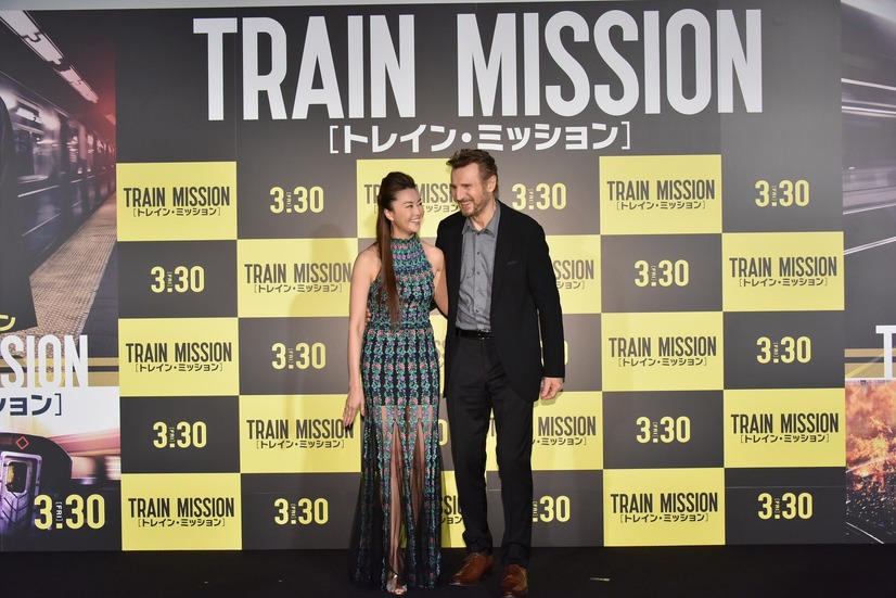 観月ありさが悩殺ドレスでリーアム・ニーソンに告白...映画『トレイン・ミッション』ジャパンプレミア