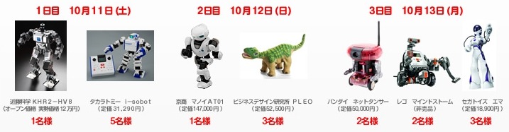 プレゼントとして用意されているロボットたち