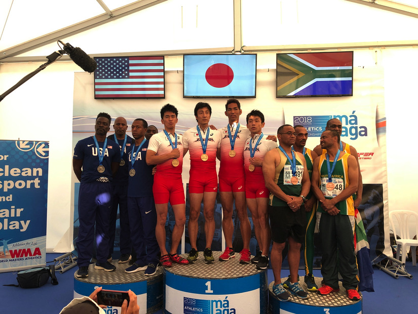 武井壮ら、「世界マスターズ陸上2018」男子400mリレー（45歳クラス）で二連覇達成