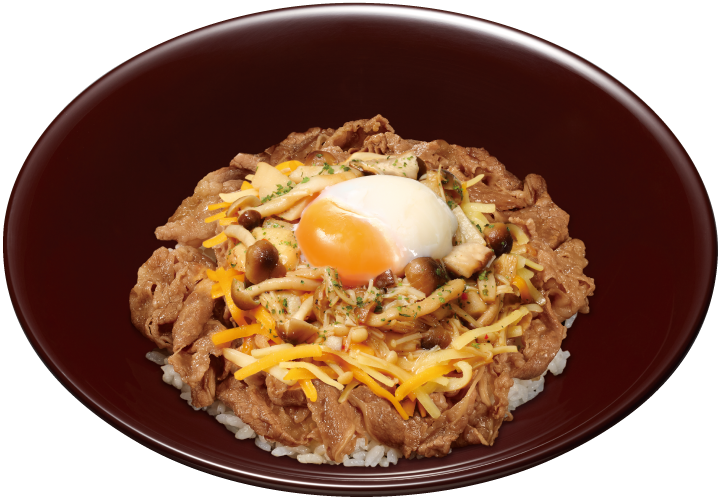 すき家、ピリッと辛い3種のきのこがのった牛丼を期間限定販売