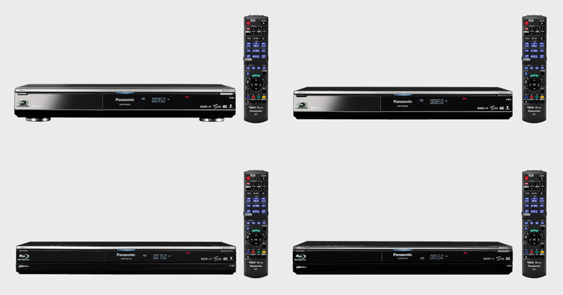 左上がDMR-BW950、右上がDMR-BW850、左下がDMR-BW750、右下がDMR-BR550