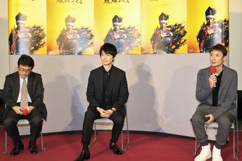 落合将（制作統括）、長谷川博己、大原拓（演出）【撮影：浜瀬将樹】