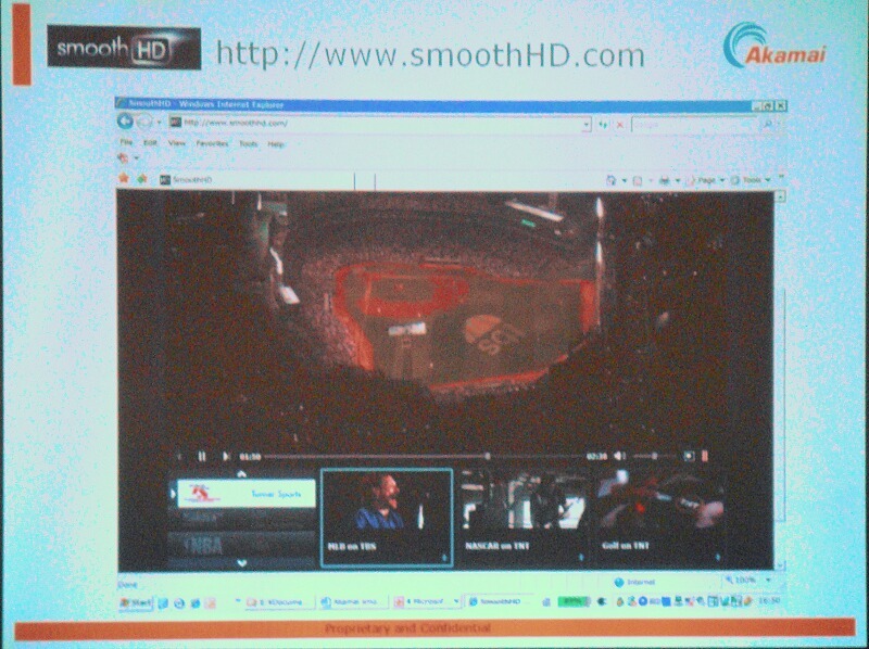 デモサイトの「SmoothHD」。画面の下のバーで見たい動画が選べる。テレビのチャンネルのように素早く切り替えられるほか、フル画面でも楽しめる