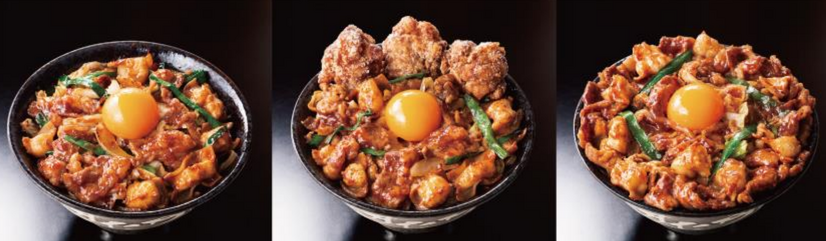 「大とろホルモン焼肉丼」「大とろホルモン唐揚げ合盛り焼肉丼」「大とろホルモン“アホ盛り”焼肉丼」