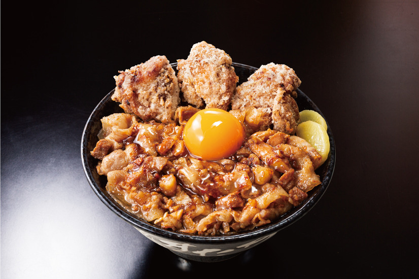 唐揚げ合盛り“肉汁油”すた丼