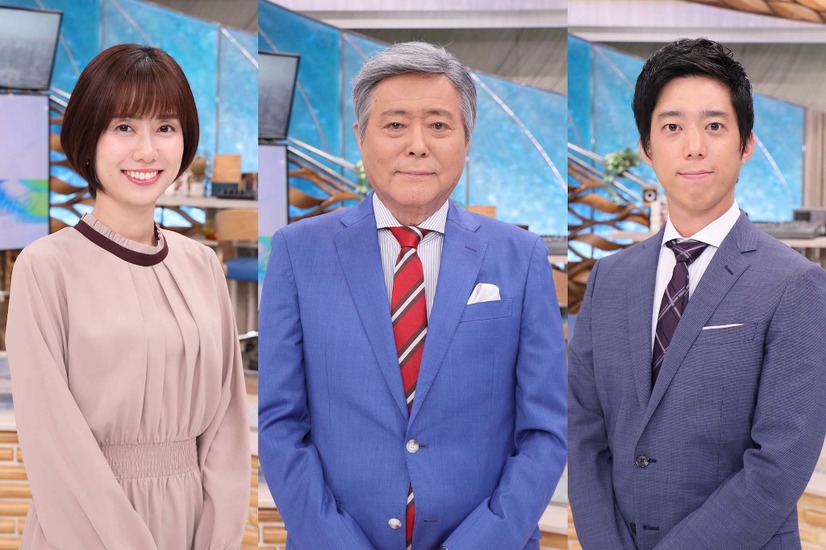 左から）山崎夕貴アナ、小倉智昭、立本信吾アナ　（C）フジテレビ