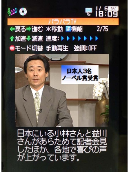 携帯電話上での表示画面サンプル