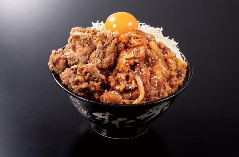 豪快 すたみな唐揚げ牛焼肉合盛り丼