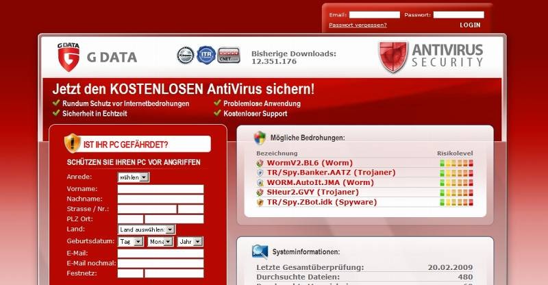 G DATAを騙った「Antivirus-Security.net」（画像）
