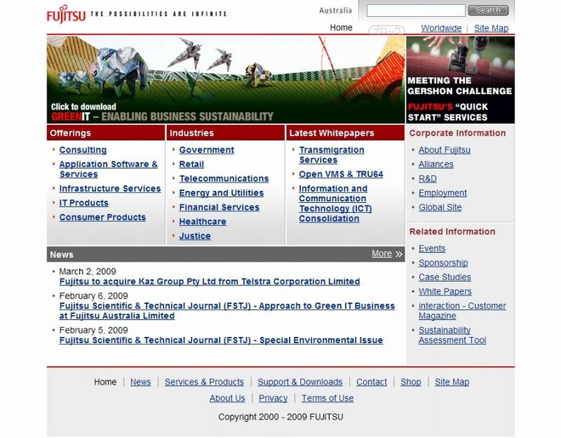 富士通オーストラリアサイト（画像）