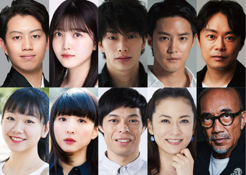 上段左から:中村壱太郎/久保史緒里(乃木坂 46)/玉置玲央/白石隼也/尾上寛之下段左から:藤谷理子/早織/石田剛太/鈴木砂羽/竹中直人