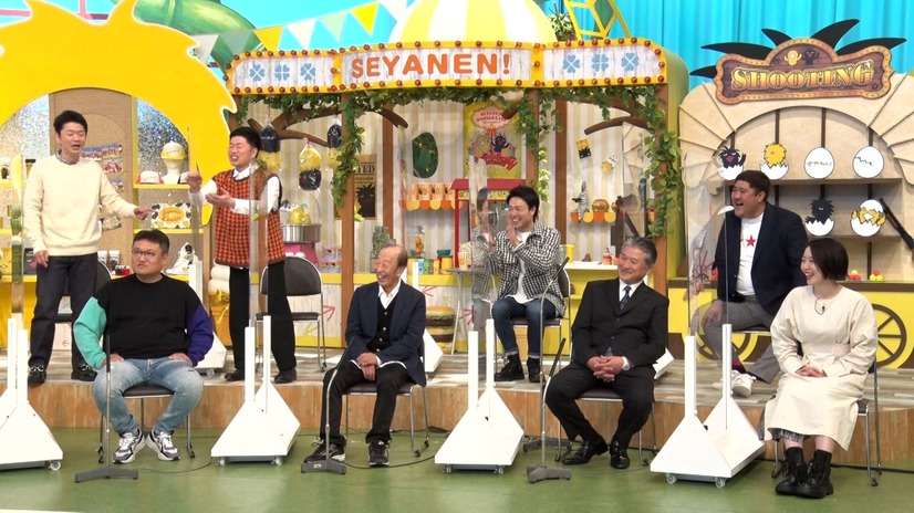 （前列左から）烏川耕一、やなぎ浩二、青野敏行、宇都宮まき（後列左から）清水けんじ、吉田裕、信濃岳夫、諸見里大介（C）MBS