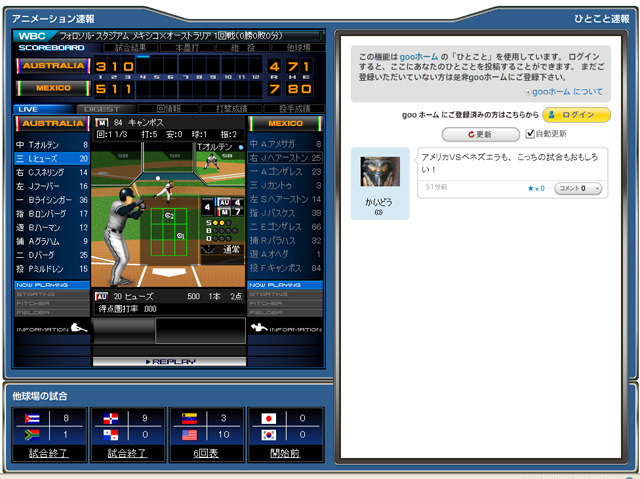 「gooスポーツ」の「WBC特集」