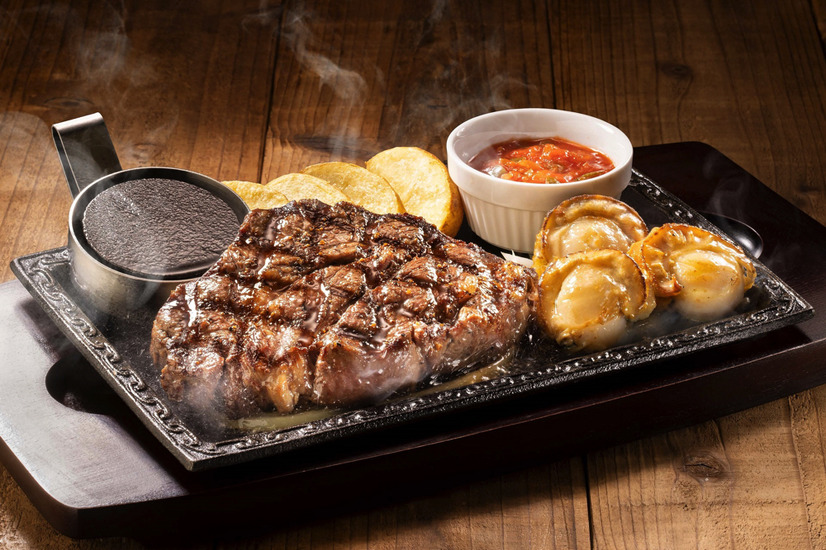 ウルグアイ産 厚切りビーフステーキ（約250g）＆北海道産帆立グリル