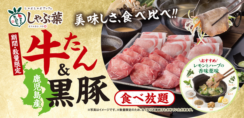 しゃぶ葉、牛たん&鹿児島産黒豚食べ放題フェア開催