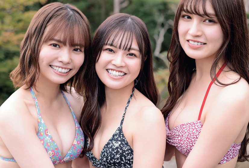 『B.L.T.2022年2月号増刊　B.L.T.×HKT48グラビアSP版』セブンネットショッピング購入特典ポストカード：本村碧唯＆神志那結衣＆渕上舞（HKT48）（c）東京ニュース通信社