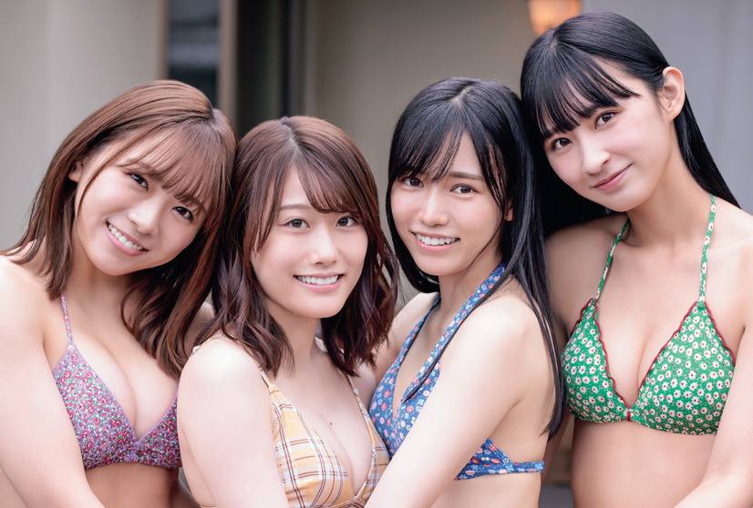 『B.L.T.2022年2月号増刊　B.L.T.×HKT48グラビアSP版』セブンネットショッピング購入特典ポストカード：運上弘菜＆小田彩加＆武田智加＆松本日向（HKT48）（c）東京ニュース通信社