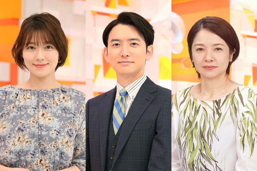 左から）阿部華也子、生田竜聖アナウンサー、西山喜久恵アナウンサー（c）フジテレビ