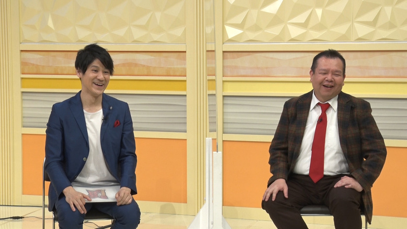 （左から）今回の進行役を務めるゲストのスマイル・瀬戸洋祐、今別府直之（C）MBS