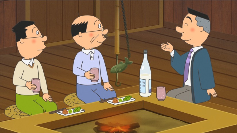 「磯野家の遠野物語」左から）マスオ、波平、主人（C）長谷川町子美術館