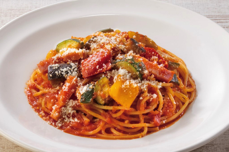 グリル野菜のトマトソーススパゲティ