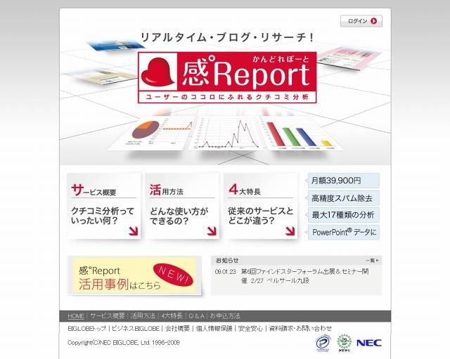 ブログ分析サービス『感°Report』サイト