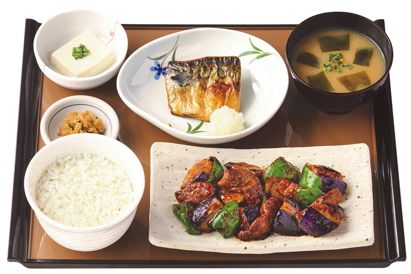 大豆ミートのなす味噌と焼魚