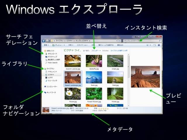 Windows 7のエクスプローラで搭載される予定の新機能